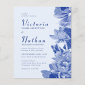 Budget Light Blue Photo Floral Wedding Invite (Voorkant)