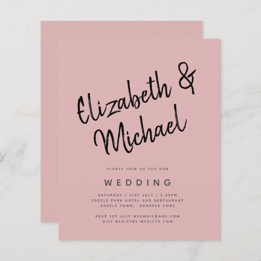 BUDGET Light Dusty Roos Pink Monochrome Weddenscha (Voorkant / Achterkant)