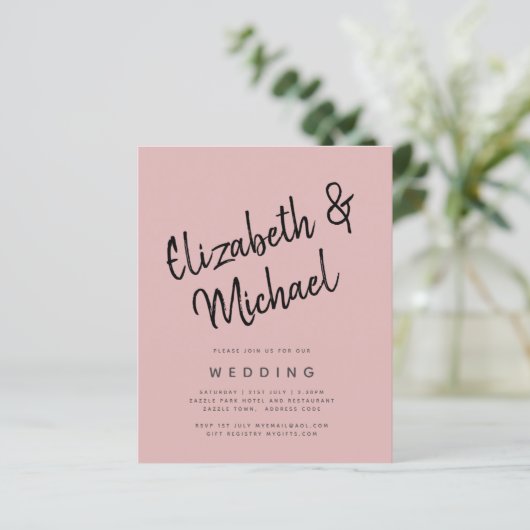 BUDGET Light Dusty Roos Pink Monochrome Weddenscha (Staand voorkant)