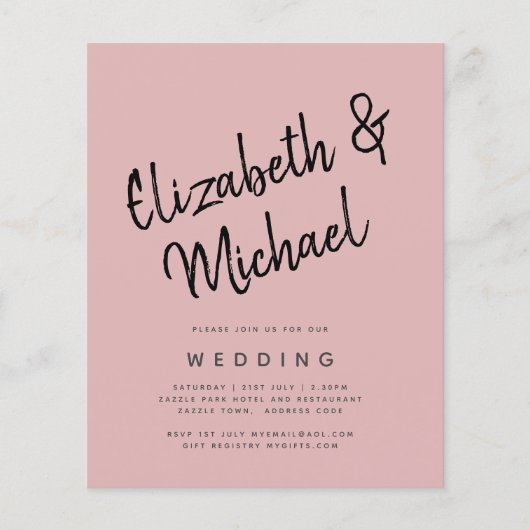 BUDGET Light Dusty Roos Pink Monochrome Weddenscha (Voorkant)