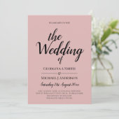 BUDGET Light Dusty Roos Pink Monochrome Weddenscha Kaart (Staand voorkant)