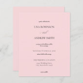 Budget Light Pink Calligraphy Wedding (Voorkant / Achterkant)