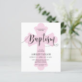 Budget Light Pink Cross Baptism invitation (Staand voorkant)