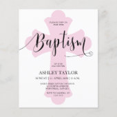 Budget Light Pink Cross Baptism invitation (Voorkant)