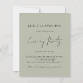 Budget Light Sage Wedding Evening Party nodigt uit (Voorkant)