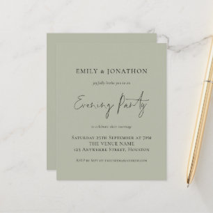 Budget Light Sage Wedding Evening Party nodigt uit