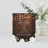 Budget Lights Rustic Wood Wedding Save The Date (Staand voorkant)