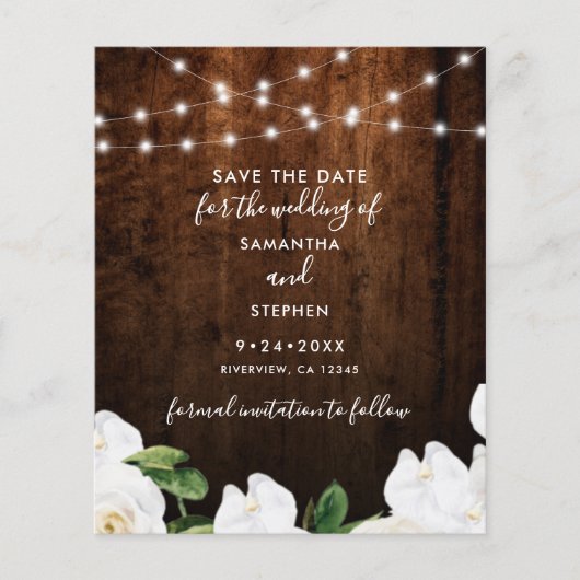 Budget Lights Rustic Wood Wedding Save The Date (Voorkant)