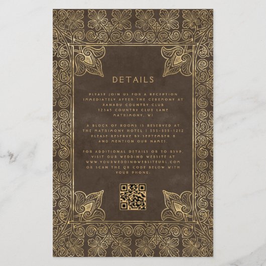 Budget  Lijst Bruin Goud QR Code Huwelijk (Achterkant)