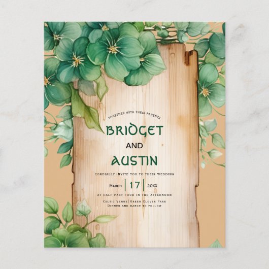 BUDGET Lijst QR code Irish bruiloft uitnodiging (Voorkant)