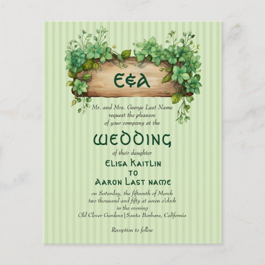 BUDGET Lijst St Patrick's Day huwelijksuitnodiging (Voorkant)