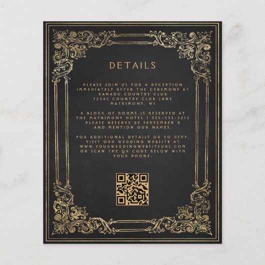 Budget Lijst Zwart Goud QR Code Huwelijk (Achterkant)