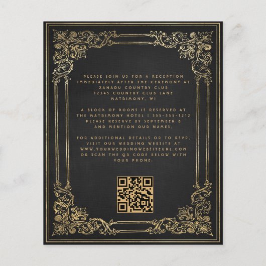 Budget  Lijst Zwart Goud QR Code Huwelijk (Achterkant)