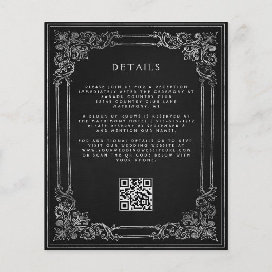 Budget  Lijst Zwart Zilver QR Code Huwelijk (Achterkant)