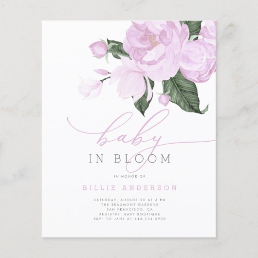 Budget Lila Baby in Bloom Shower Invitation (Voorkant)