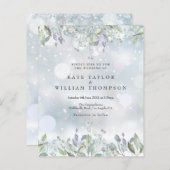 Budget Lila Floral Winter bruiloft uitnodiging (Voorkant / Achterkant)