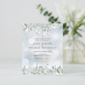 Budget Lila Floral Winter bruiloft uitnodiging (Staand voorkant)