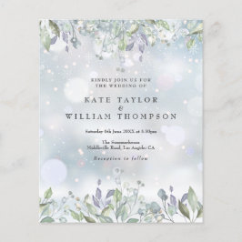 Budget Lila Floral Winter bruiloft uitnodiging