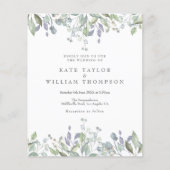 Budget Lila Greenery Floral Wedding Invitation (Voorkant)