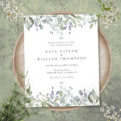 Budget Lila Greenery Floral Wedding Invitation