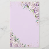 Budget Lila Paarse Roos Bloemen Menu Blad (Achterkant)