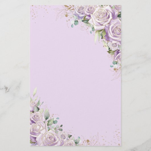 Budget Lila Paarse Roos Bloemen Menu Blad (Achterkant)