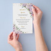 Budget Lila Paarse Roos Bloemen Menu Blad (Hand)
