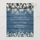 Budget Lila Rustieke Slingerlampen Huwelijksuitnod (Voorkant)