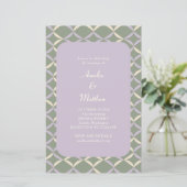 Budget Lila Sage Elegant Geometric Wedding Invite (Staand voorkant)