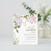 Budget Lila Wildflower Baby shower Uitnodiging (Staand voorkant)