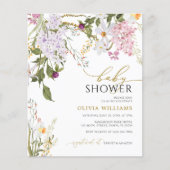 Budget Lila Wildflower Baby shower Uitnodiging (Voorkant)
