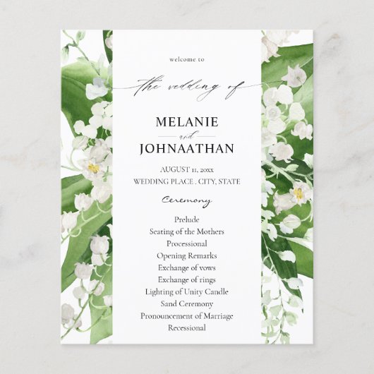 Budget Lily van de Valley Floral Wedding Ceremony Flyer (Voorkant)