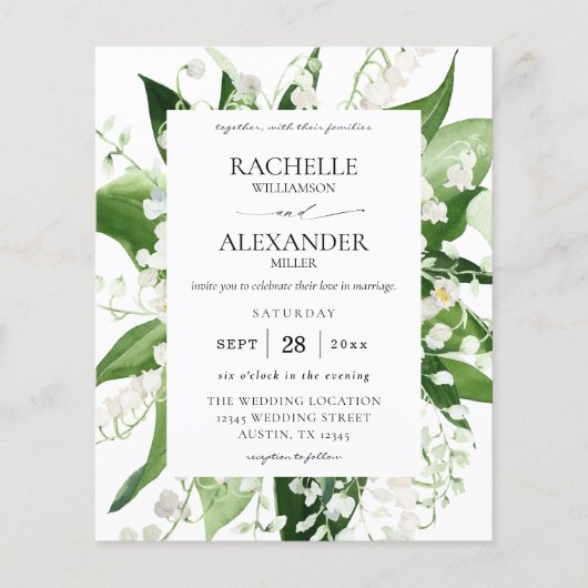 Budget Lily van de Valley White Floral Wedding 2 Flyer (Voorkant)