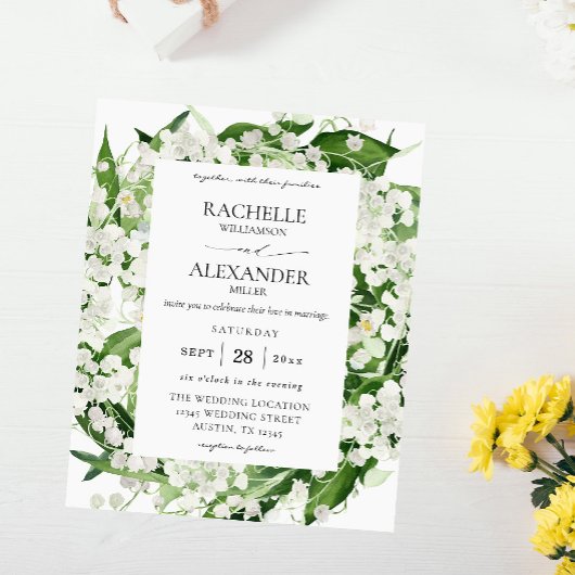 Budget Lily van de Valley White Floral Wedding 3 Flyer