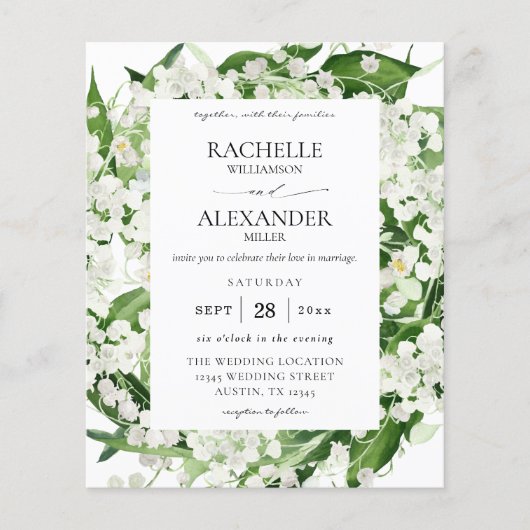 Budget Lily van de Valley White Floral Wedding 3 Flyer (Voorkant)