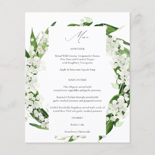 Budget Lily van het Valley Floral Menu (Voorkant)