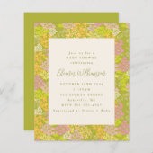 Budget Lime Green Floral Baby shower Uitnodiging (Voorkant / Achterkant)