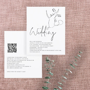 BUDGET Line Art: Black White QR Code Wedding