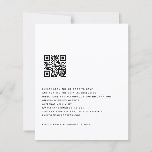 BUDGET Line Art: Black White QR Code Wedding (Achterkant)