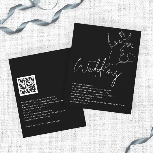 BUDGET Line Art: White Black QR Wedding