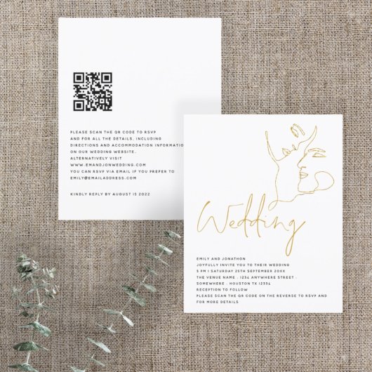 BUDGET line kunst krijgt gouden Glitter QR bruilof