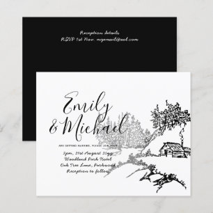 Budget Lininart Cabin in Bossen Wedding Invite