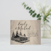 Budget Lininart Cabin in Bossen Wedding Invite (Staand voorkant)