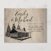 Budget Lininart Cabin in Bossen Wedding Invite (Voorkant)