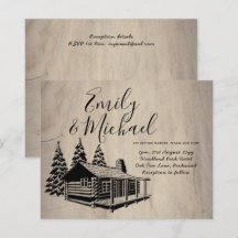 Budget Lininart Cabin in Bossen Wedding Invite