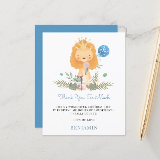 Budget Lion Toddler Blue Hartelijk dank papieren b (Voorkant / Achterkant in situ)