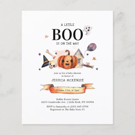 Budget Little Boo Halloween Baby shower Invitation Flyer (Voorkant)