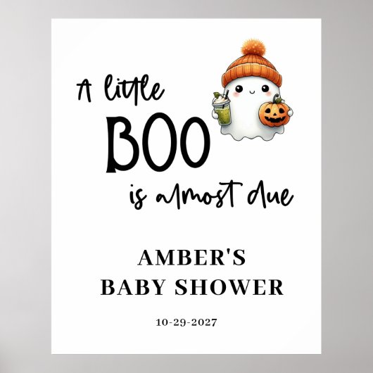 Budget Little Boo Halloween Baby shower Welkom Poster (Voorkant)