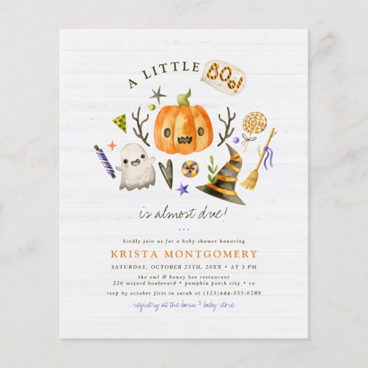 Budget Little Boo Halloween Pumpkin Baby shower (Voorkant)