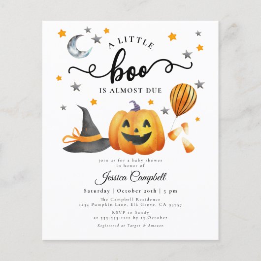 Budget Little Boo Halloween Pumpkin Baby shower (Voorkant)